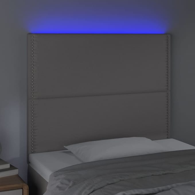 vidaXL - Hoofdbord - LED - 100x5x118/128 - cm - kunstleer - grijs