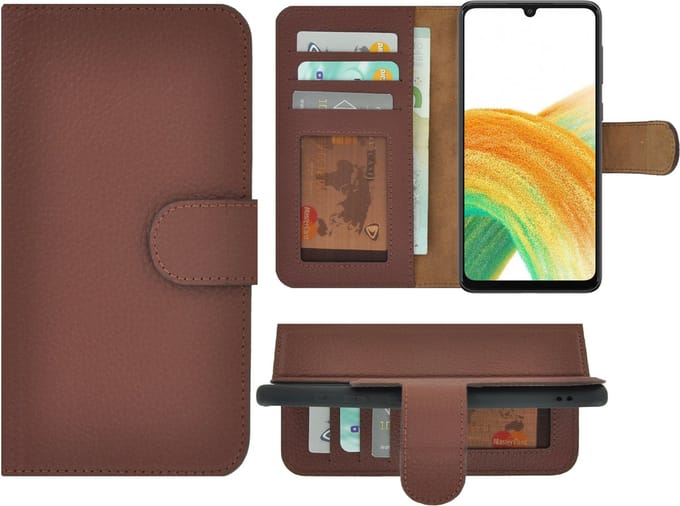 MoDo hoesje Geschikt voor Samsung Galaxy A33 5G - Leer Book Case - Bruin