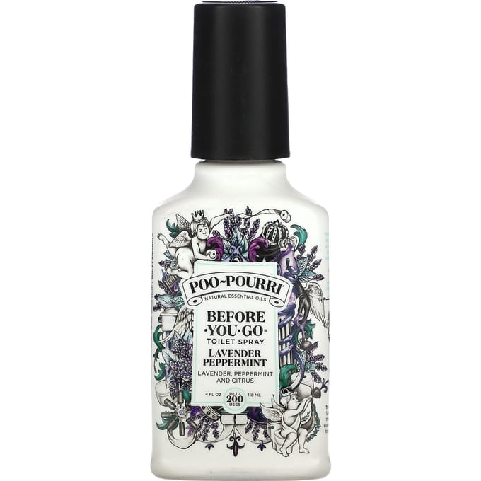 Poo-Pourri, Before-You-Go® Bodemspray, Lavendel Pepermunt, 118 ml (4 fl oz) black
