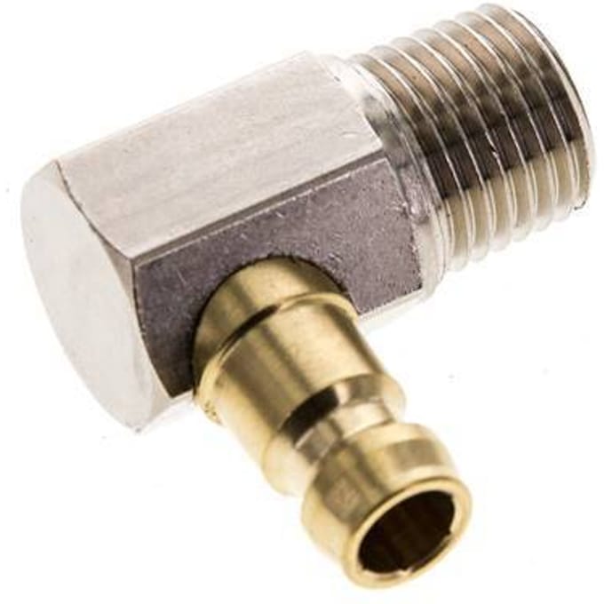 Messing DN 6 Tempereerkoppeling Insteeknippel R 1/4 inch Buitendraad 90-deg