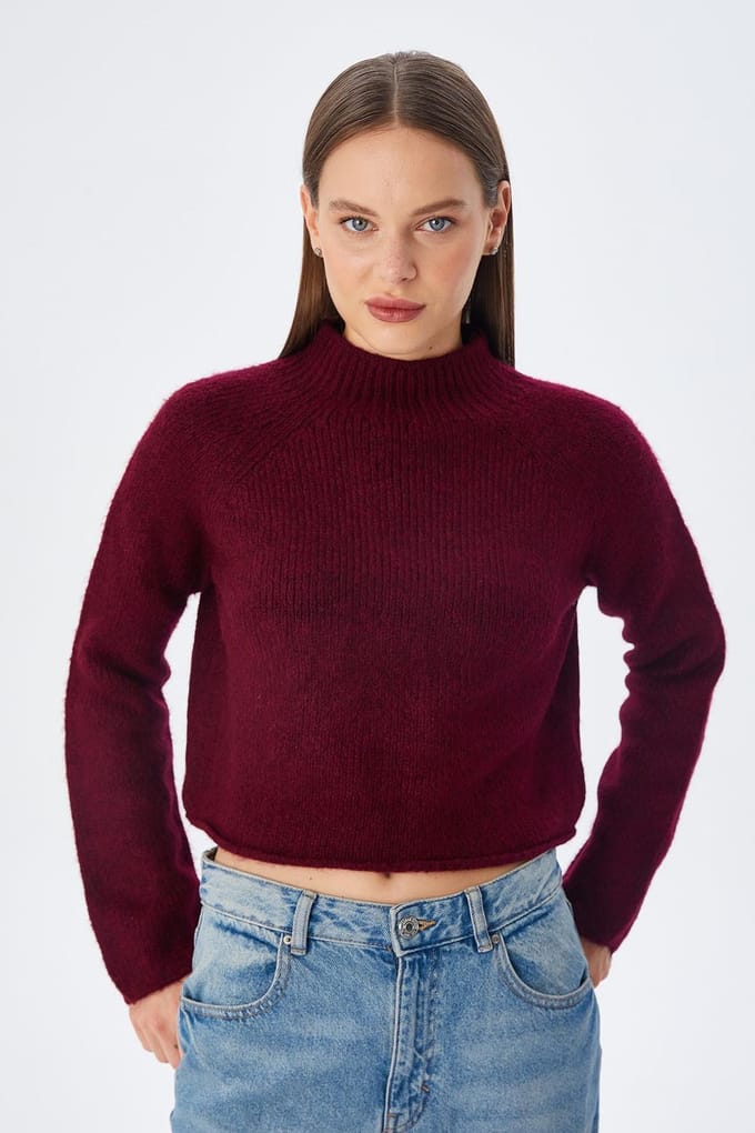 Dames Gecropte Textured Breiseltrui