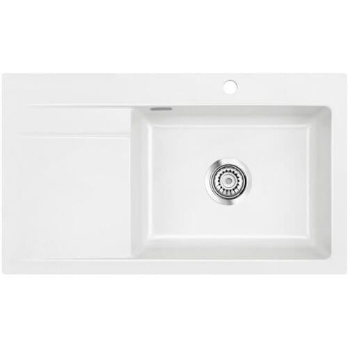 Systemceram Keradomo Stema 86 SL built-in sink right with excenter operation, incl. tap hole 501002-12