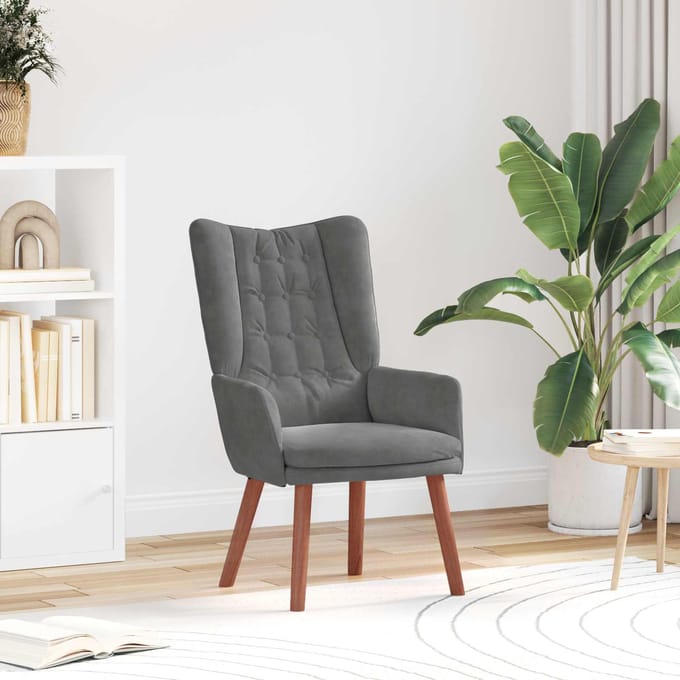 vidaXL - Fauteuil - Donkergrijs - 63 - x - 67 - x - 94 - cm - Fluweel
