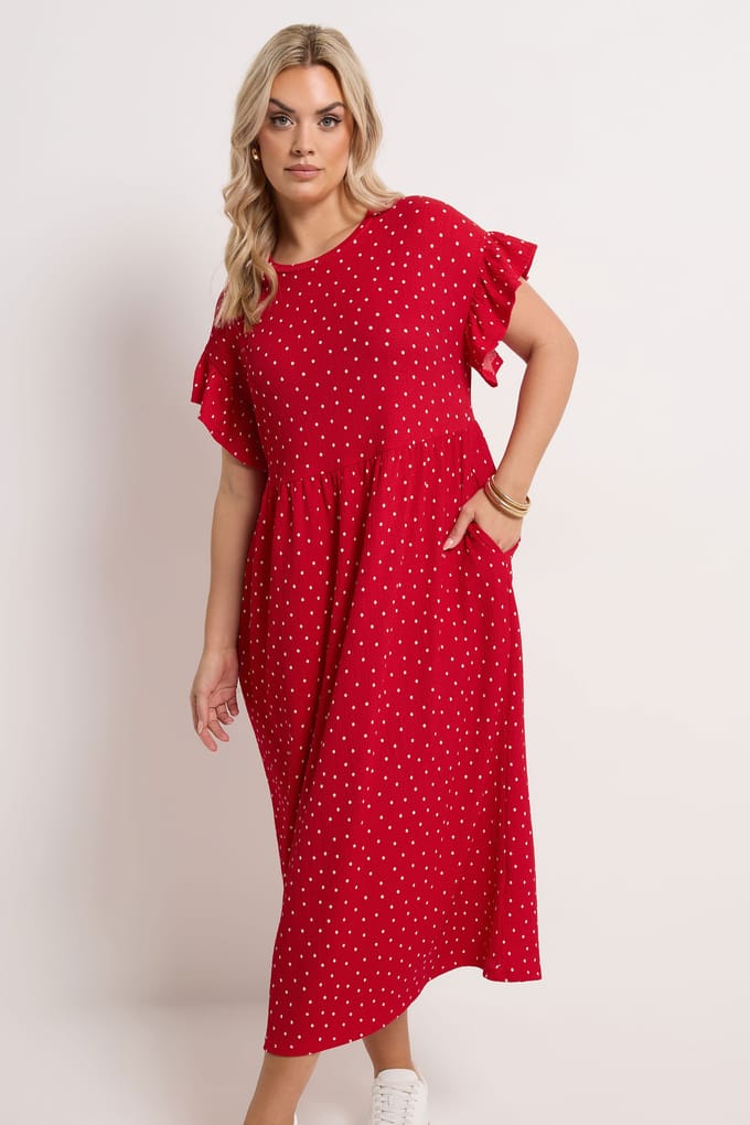 Yours Rode Polkadot Midijurk Size 42