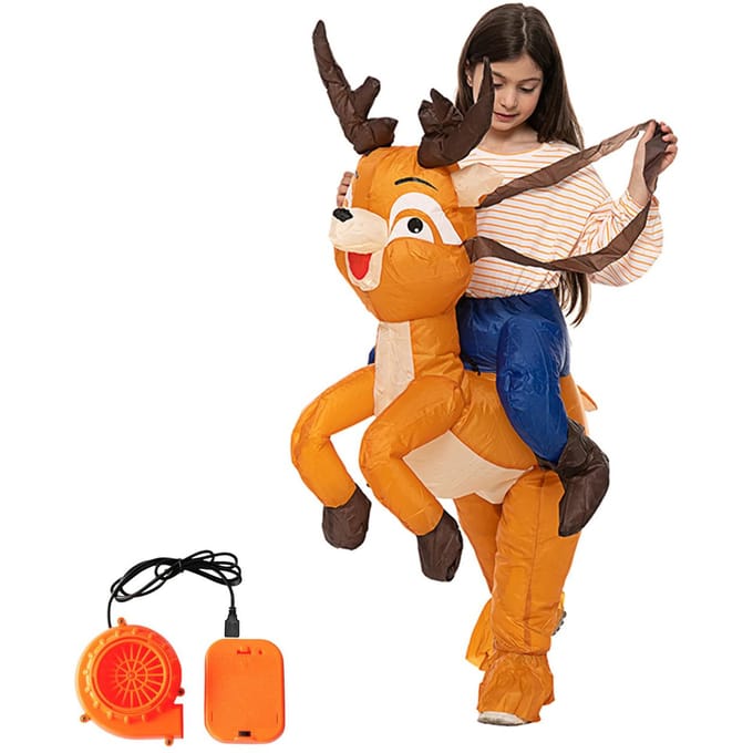 Opblaasbaar Kerst Rendier Kostuum Grappige Kleding Kerst Rendier Kostuum Lucht Opblaaspak Children orange