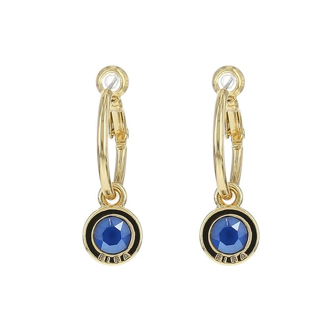 Biba Oorhangers Goud met gekleurde steen Groot Royal Blue
