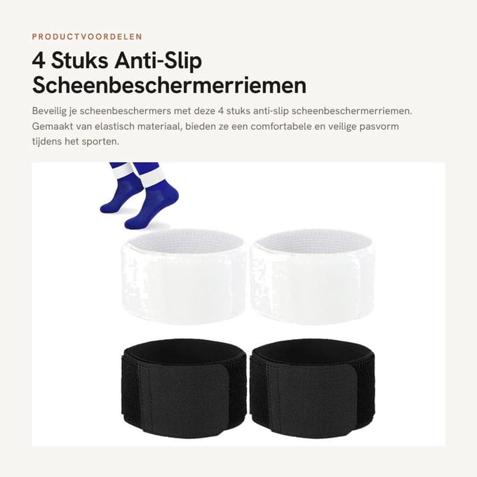 Dailygoods- Scheenbeschermerhouder Antislip - Verstelbaar - Elastisch - Duurzaam - Huidvriendelijk - 4 Stuks - Scheenbeschermers