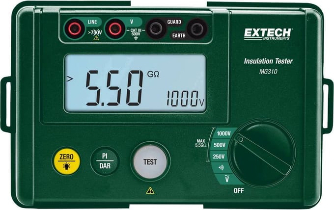 Extech MG310 Isolatiemeter – 250 V, 500 V, 1000 V – 5.5 GΩ