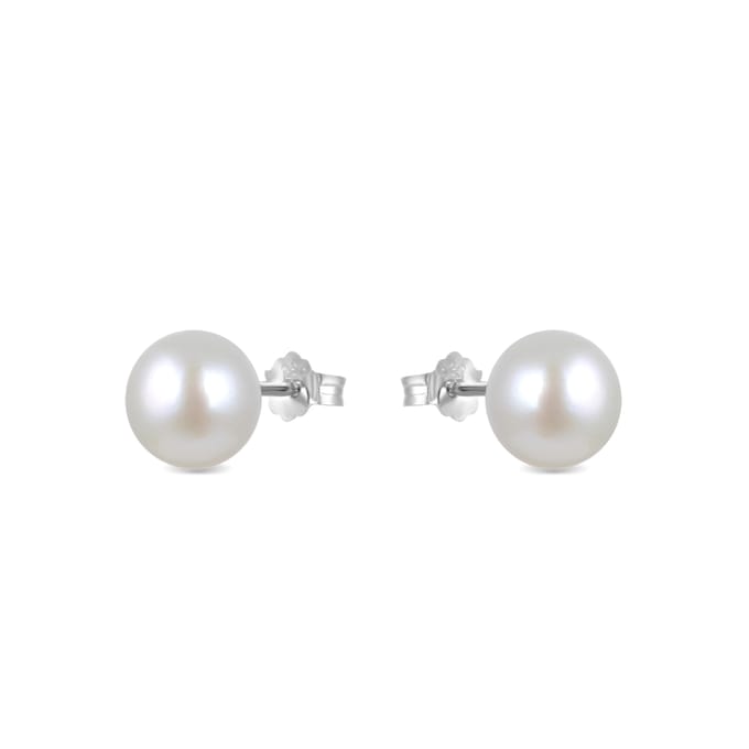 Luxenter oorbellen, basis 925 sterling zilver en witte parel met gerhodineerde afwerking