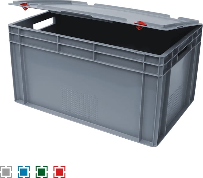 Alpac Stapelbak met deksel - Opbergbak met deksel - 600 x 400 x 335 mm - 60L - Grijs