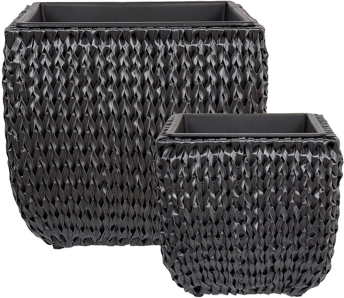 BERBERIS - Bloempot set van 2 - Zwart - PE rotan
