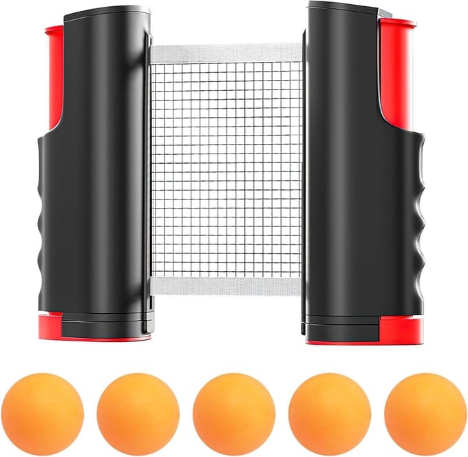 Allecto Plus - Uittrekbaar Draagbaar Tafeltennisnet met Ballen - Voor