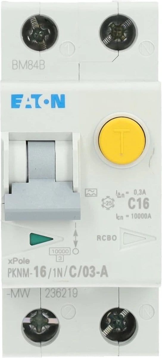 Eaton aardlekautomaat 1-polig+nul 16A C-kar 300mA (236219)