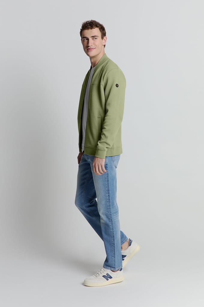 No Excess Sweater Full Zipper Jacquard Mix Bomber Light Army Größe: M | Pullover Outlet | Herren | Grün