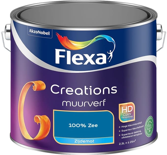 Flexa - Creations Muurverf Zijdemat - 100% Zee - Mengverf - 2,5 L