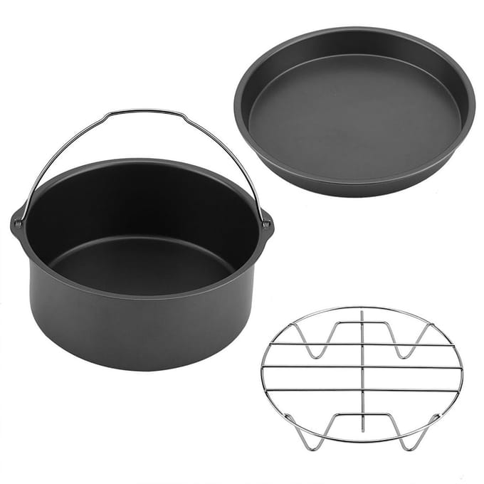 8  3 in 1 Multifunctionele Airfryer Accessoires Set Broodrek Cakevorm Pizzapan(Zwart) zwart