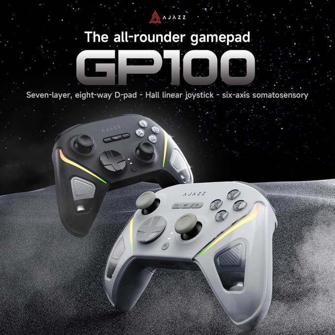 Ajazz GP100 Draadloze Gamecontroller, compatibel met PC, PS3, iOS-telefoons, TV-box & Nintendo Switch