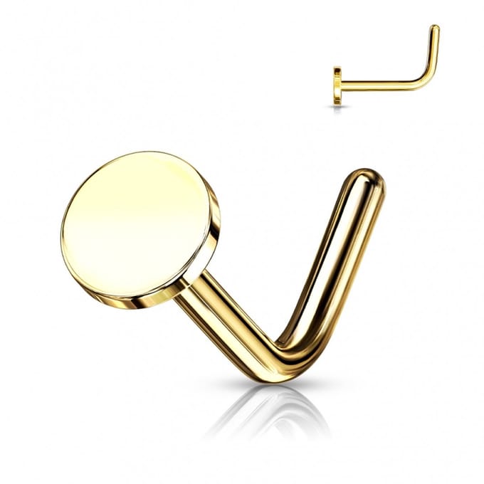 Neuspiercing L-bend platte top 0.8x6x3 - goud - LMPiercings
