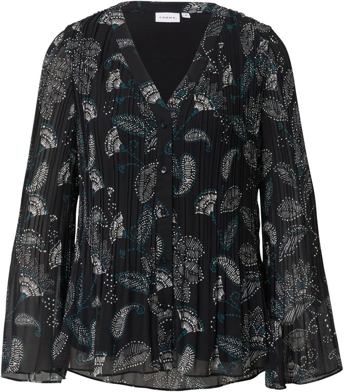 V-hals geplooide chiffon blouse met bloemenprint dames COMMA