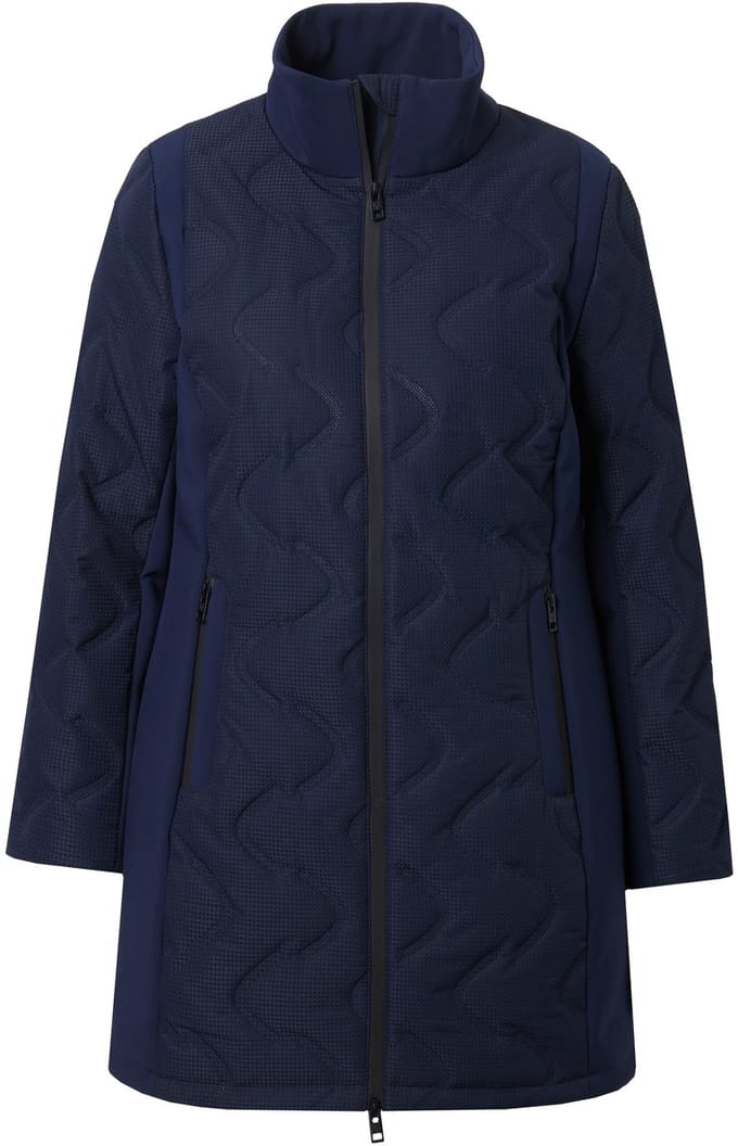 Ulla Popken - Dames - HYPRAR jas met laserstiksel softshell inzetten capuchon - Marine - Maat 42+