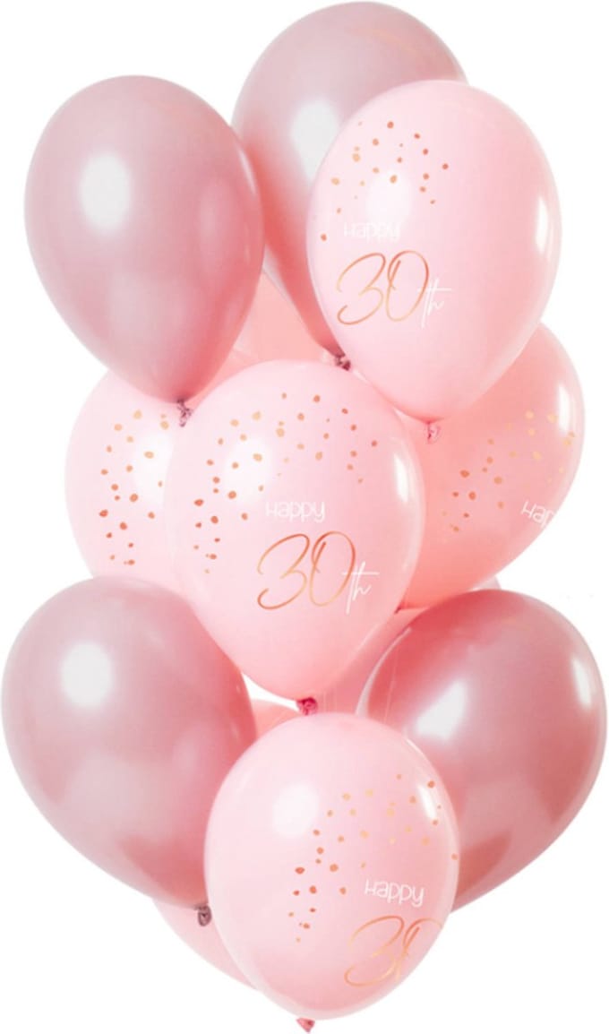 Folat - Ballonnen Elegant Lush Blush 30 jaar 30 cm - 12 stuks