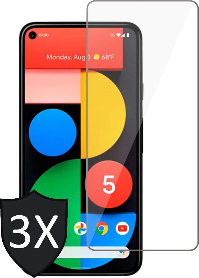 3x Screenprotector geschikt voor Google Pixel 5 - Glas Tempered Screen Protector