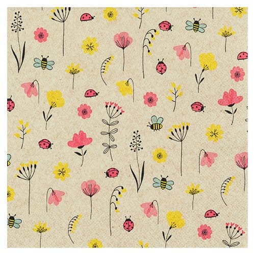 Home fashion servetten ladybugs and bees, formaat 33 x 33 cm