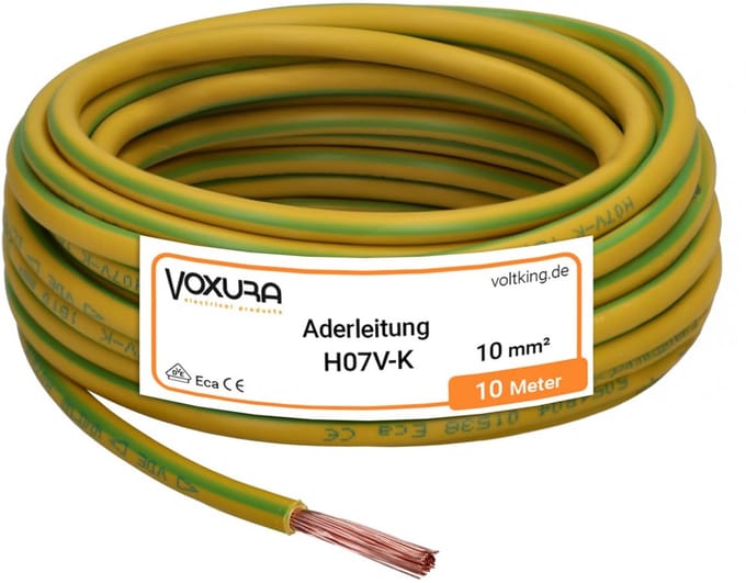 Flexibele bedradingsleiding 10 mm² groen-geel - 10 meter PVC