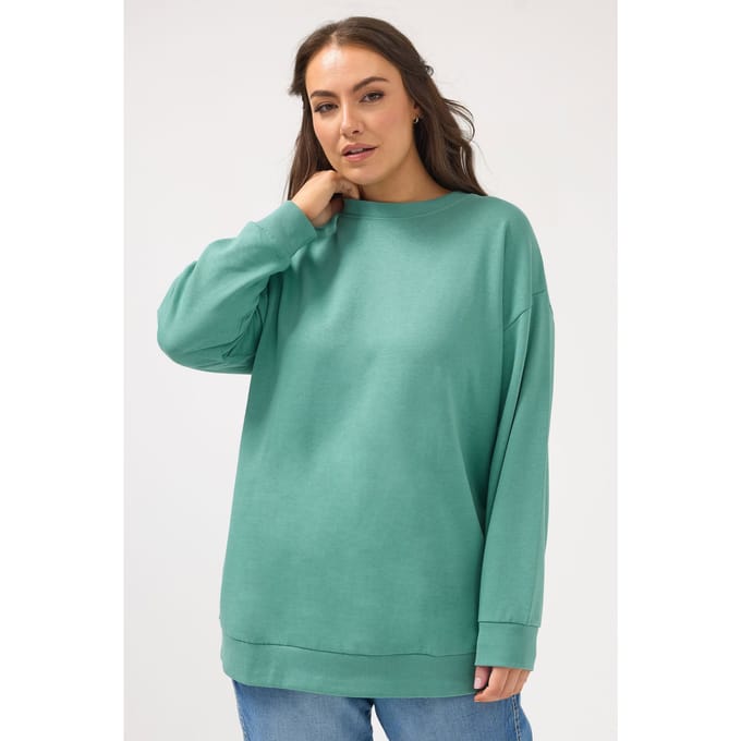 Yours Tealblauw Sweatshirt Met Ronde Hals Size 46