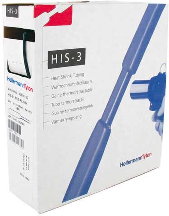 HellermannTyton krimpkous 3:1 dispenserbox - 1,5/0,5 zwarte rol - 10 Meter