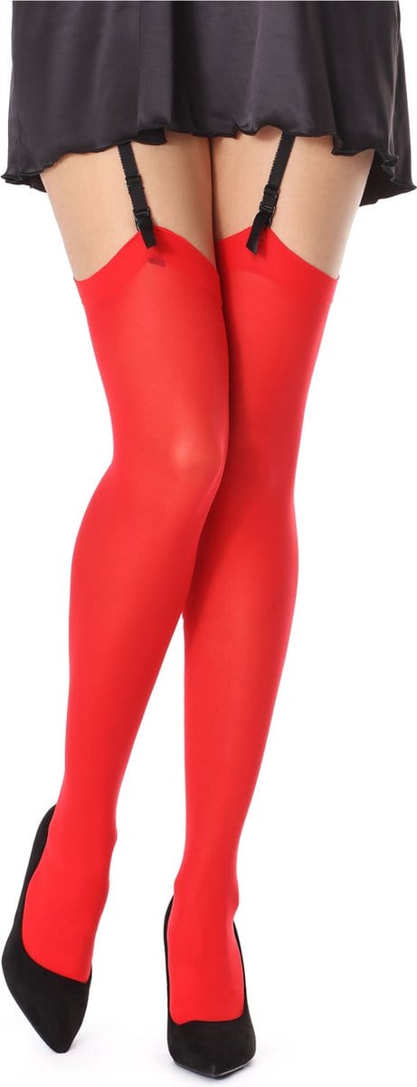 Bellivalini Dames Hold-Up Kousen - 60 Denier - Licht glanzend - Microvezel - Polyamide - BLV-FI-1007 - Rood - M-L