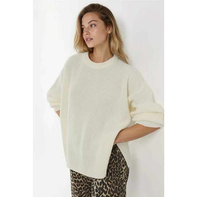 Textuurlijke Crewneck Gebreide Trui