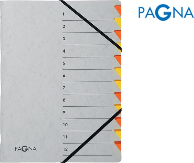 Sorteermap Pagna Easy - A4 - 12 tabs - oranje/geel
