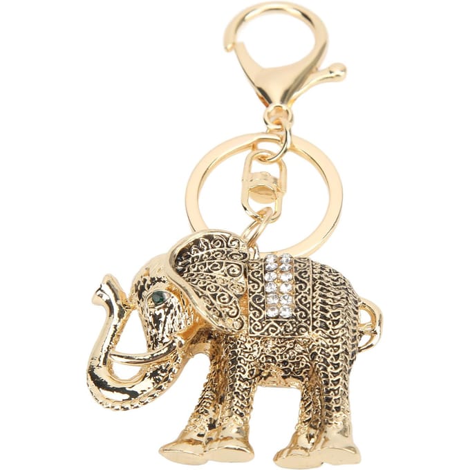 Porte-clés éléphant galvanisé rétro porte-clés bonne chance respectueux de l'environnement porte-clés éléphant doré