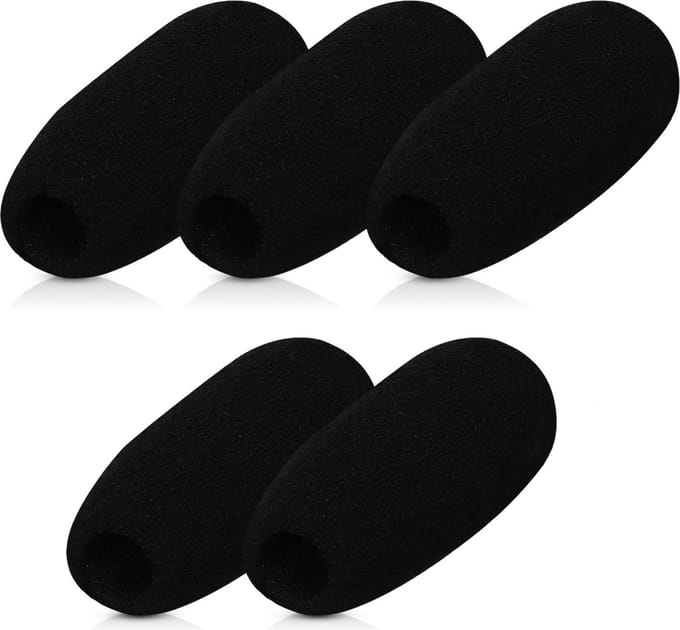 kwmobile Microfoon windscherm, compatibel met diverse microfoons, 5 x schuimrubberen bekleding met de afmetingen 4,8 x 2,4 x 1,2 cm, zwart