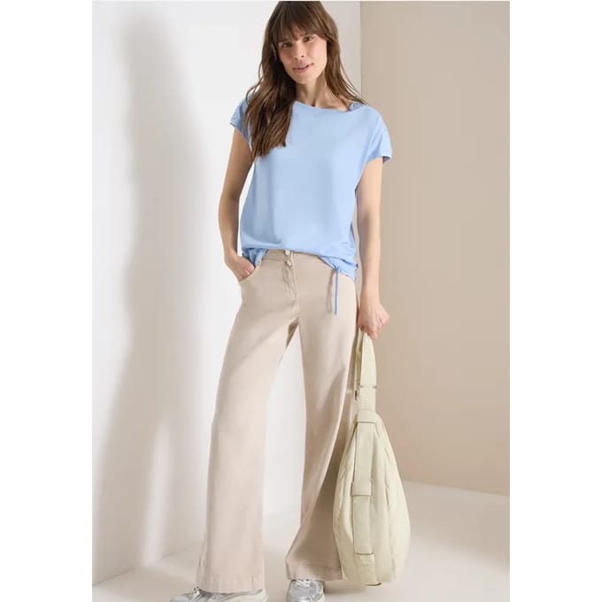 Shirt met korte mouwen en rimpels