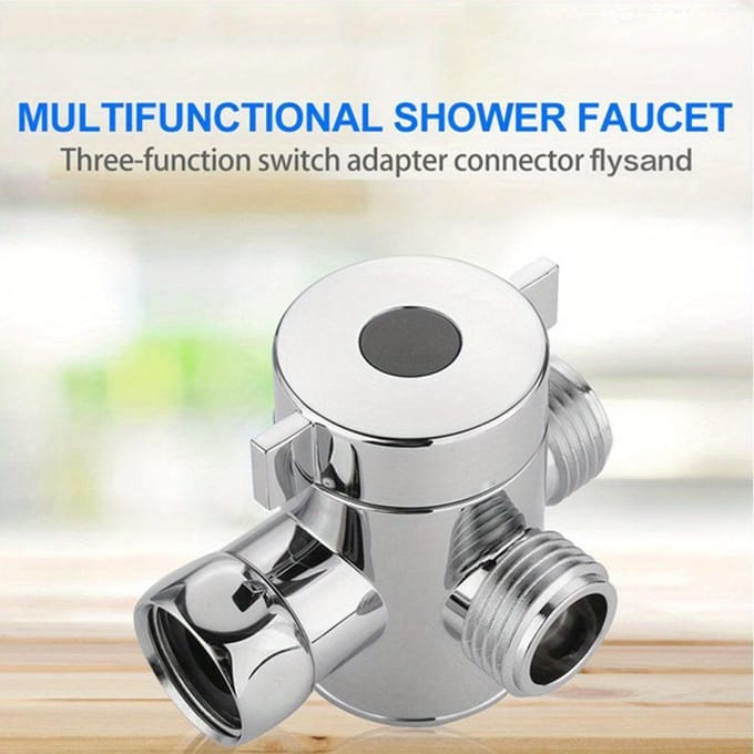 Valve de dérivation adaptateur en T à 3 voies, 1/2 pouces, pomme de douche réglable, vanne de dérivation montée sur bras, accessoire de matériel de salle de bains gray