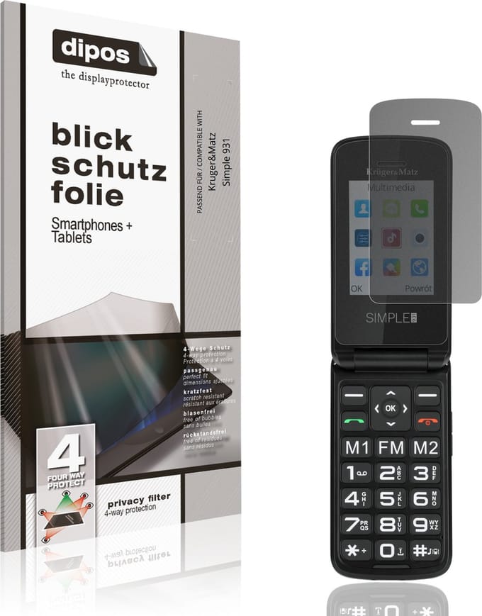 dipos – Matte Privacy Screenprotector geschikt voor Kruger&Matz Simple 931 | Anti-Spy Beschermfolie