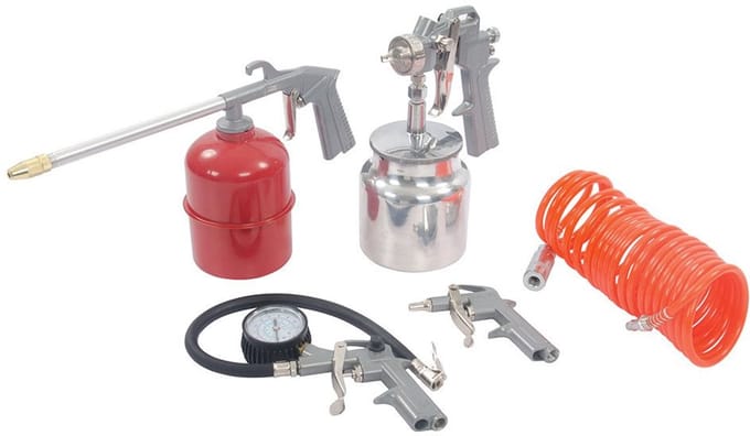 Criko perslucht compressor accessoire set - 5 delig - Incl spiraalslang