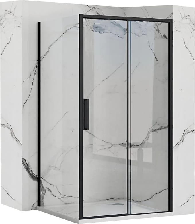 Rea Rapid Slide Black 100 X 80 - 195 cm - Douchecabine - Rechthoek - Zwart