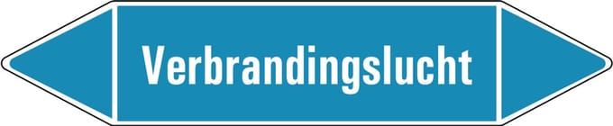 Verbrandingslucht leidingmarkering op vel 75 x 17 mm - 8 per vel