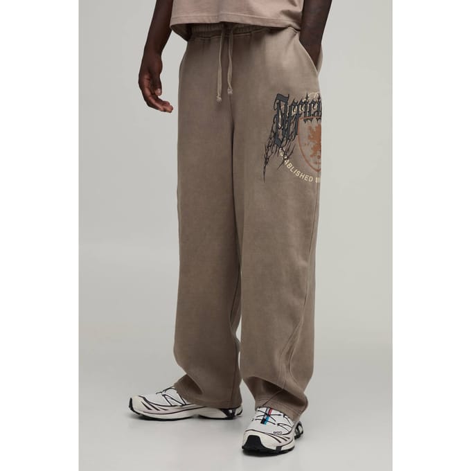 Balloon Fit Gewassen Gothic Naaddetail Jogger | Taupe | Size Medium