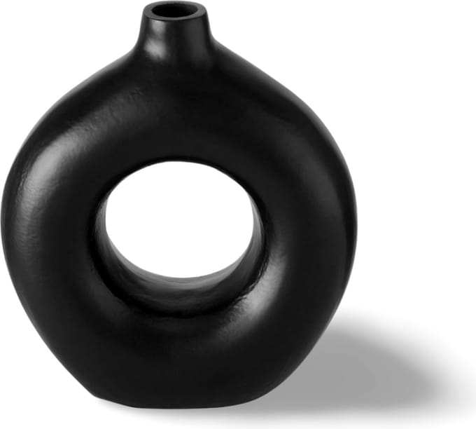 Donut Vaas Zwart Design Aluminium 23 cm
