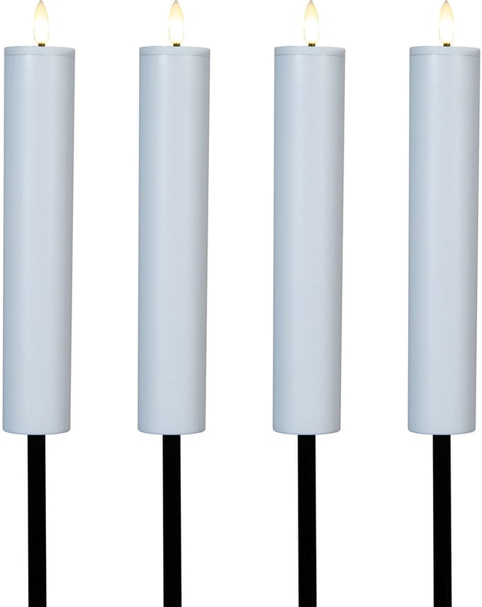Anna Collection solar kaars fakkel - 8x - wit - tuinsteker - H76 cm - 3D lont - tuinlamp