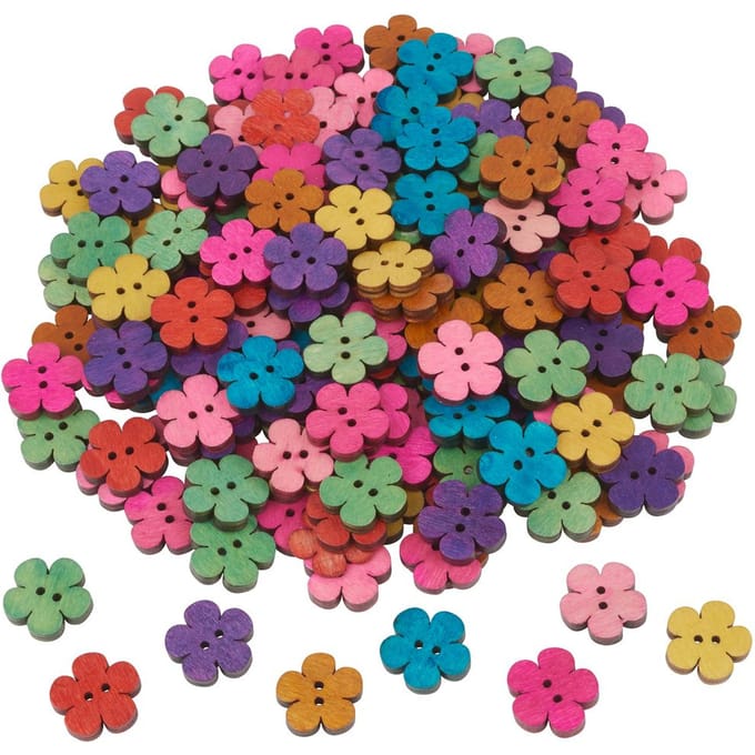 VBS Houten knoppen "Bloemen", 160 stuks
