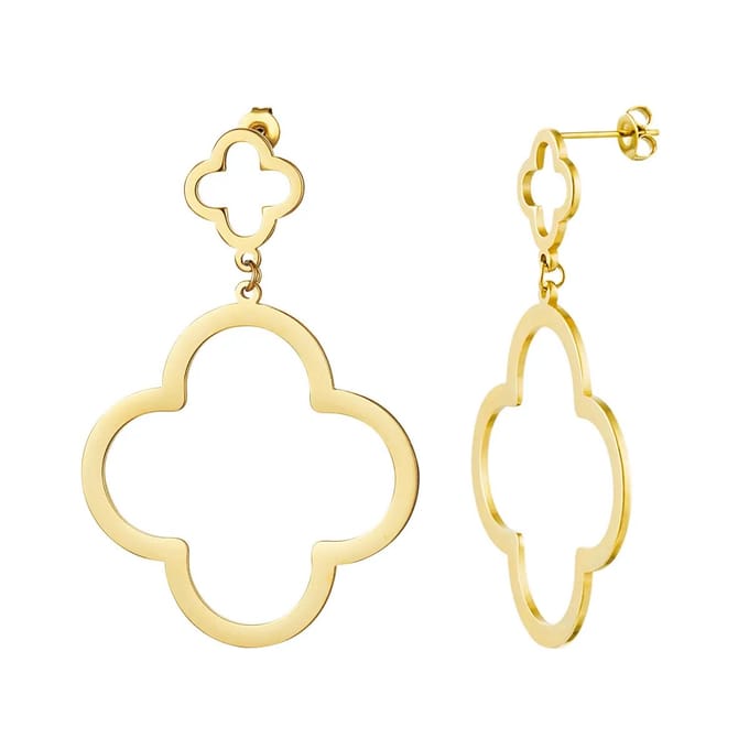 Earrings 2 clovers - Yehwang - Oorbellen - 5.20 x 3.50 cm - Goud