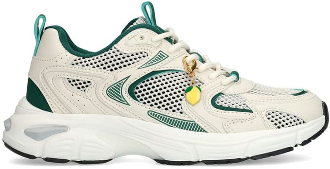 Sacha - Dames - Beige sneakers met groene details - Maat 39