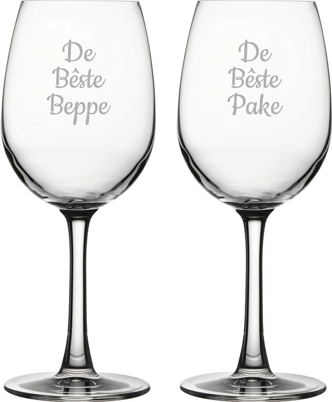 Gegraveerde witte wijnglas 36cl De Bêste Pake-De Bêste Beppe
