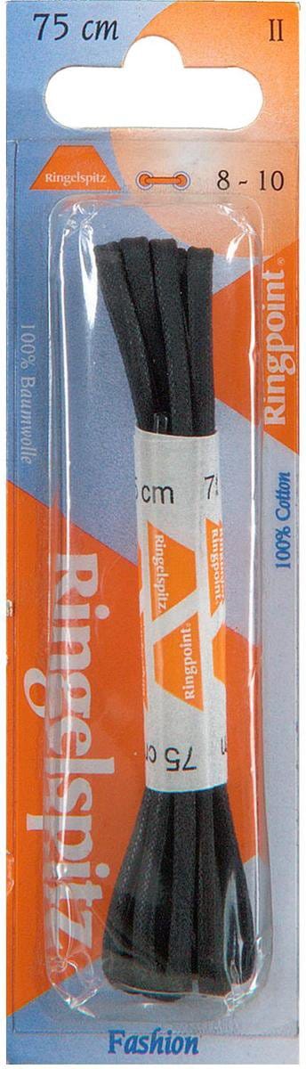 Ringpoint 1 paar gewaxte dunne schoenveters - Rond 75 Cm - Zwart