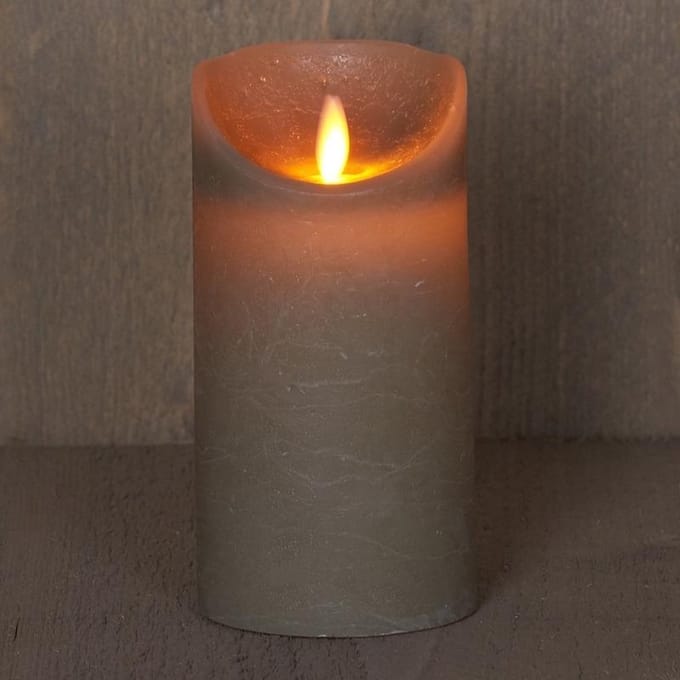 Anna's Collection Led kaars/stompkaars - 3x - grijs - H15 x D7,5 cm - wax - bewegende vlam